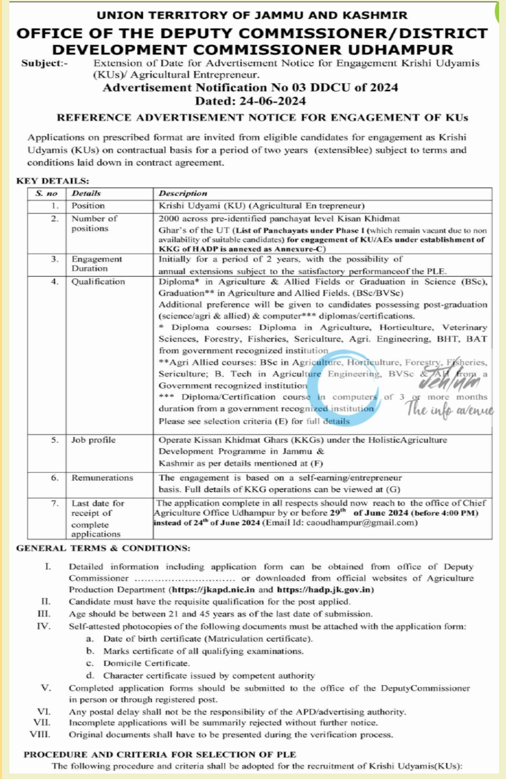 extension of application date for krishi udyamis (kus) in udhampur