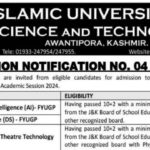 islamic university of science and technology admission notification no. 04 of 2024